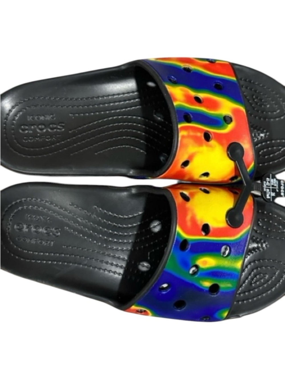 CROCS Classic Tie Dye Slides Sandals for Men Size 8 or Women Size 10. - Picture 7 of 9